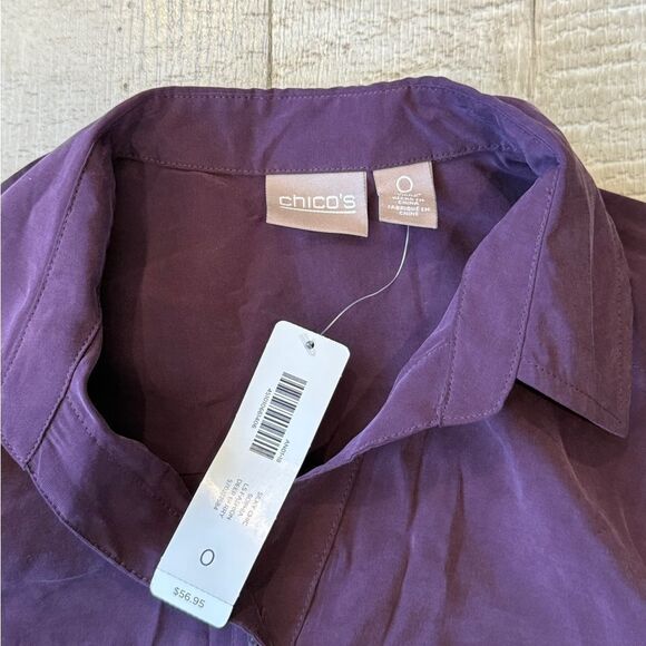 NWT Chicos Silky Chic Sophia Long Sleeve Button Down Top - Picture 2 of 3